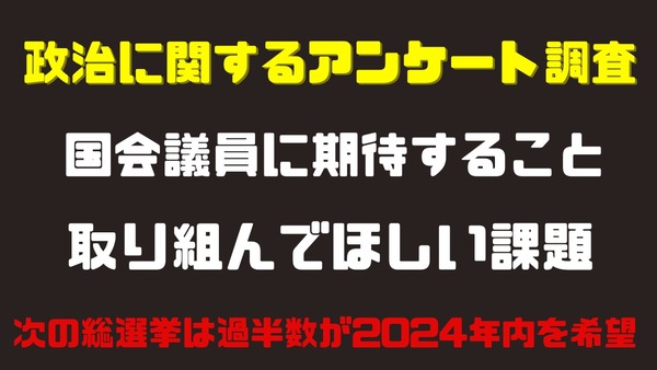 【次期政権への期待アンケート】取り組んでほしい課題、国会議員に期待すること 画像