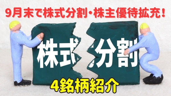 【株式投資】9月末で株式分割・加えて株主優待拡充の4銘柄に注目！営業利益などもチェック 画像