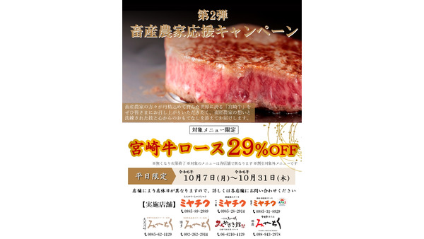 宮崎牛が29％OFF！ミヤチクの平日限定キャンペーン 画像