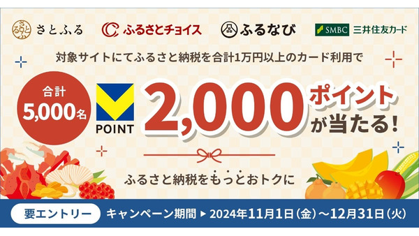 三井住友カード、ふるさと納税でVポイントキャンペーン 画像