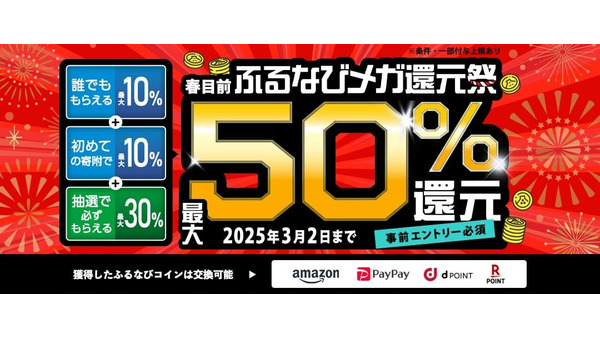 【アイモバイル×ふるなび】最大50%分のふるなびコインが還元！（2/5-3/2）3つの異なるプログラム 画像