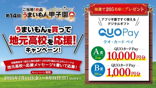 1,000円の買い物でQUOカードPay1万円GET？高校生の夢を応援するキャンペーン 画像