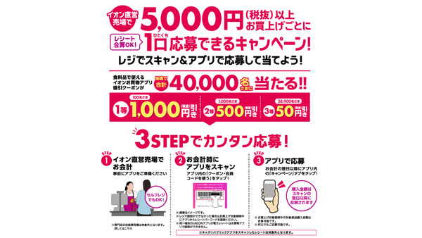 クーポンが４万名に当たる！イオンお買物アプリのキャンペーン 10/22~ 画像
