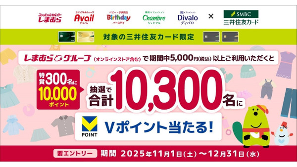しまむらで買い物がお得に！三井住友カードがVポイント還元キャンペーン実施 画像