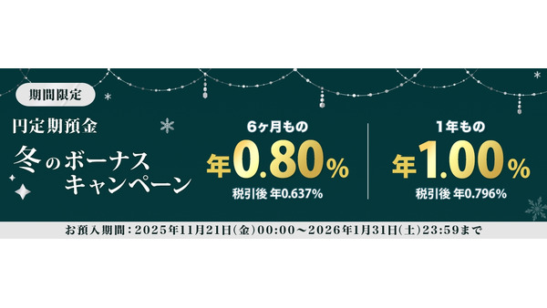 楽天銀行 期間限定で円定期預金の金利を最大3.6倍に引き上げ 画像