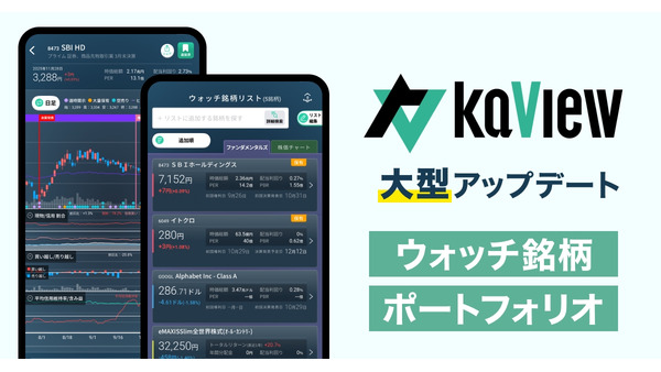 未保有銘柄の追跡が可能に、テコテックの株式投資管理アプリ「カビュウ」が大幅リニューアル 画像
