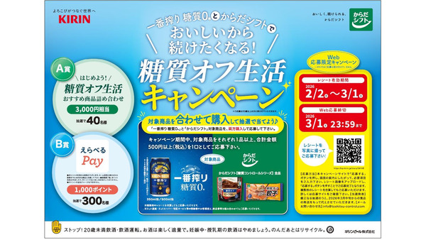 三菱食品×キリンビールが糖質ゼロでコラボ！レシート応募で340名にプレゼント 画像