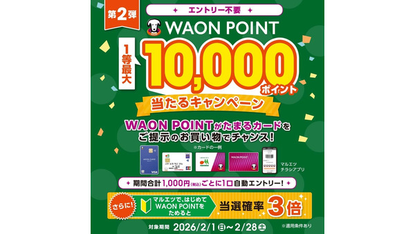 エントリー不要！マルエツでWAON POINT最大1万ポイントが手に入る 画像