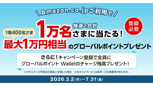 三菱UFJカードでAmazon利用がお得！最大1万円相当ポイントが当たる 画像