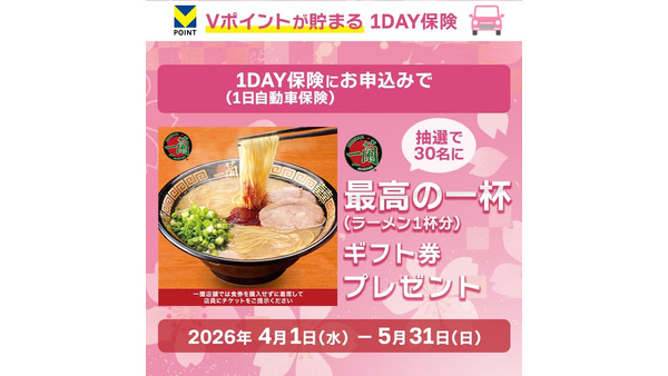 三井住友カード×1DAY保険で一蘭ギフト券が当たる！抽選30名プレゼント 画像