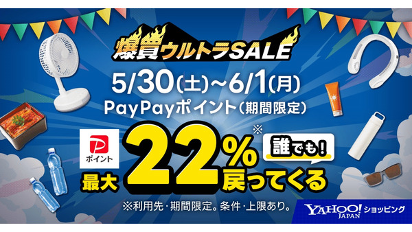 Yahoo!ショッピング「爆買ウルトラSALE」開催 最大22％のPayPayポイント還元も 画像