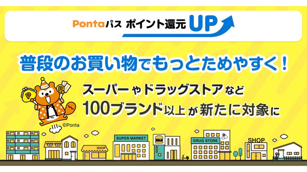 KDDI「Pontaパス」2026年7月からポイント還元UP対象加盟店を100ブランド以上追加し約170ブランドに拡大 画像