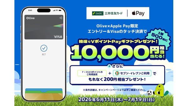 三井住友OliveカードをApple Payで使うと最大1万円分ポイントが当たる