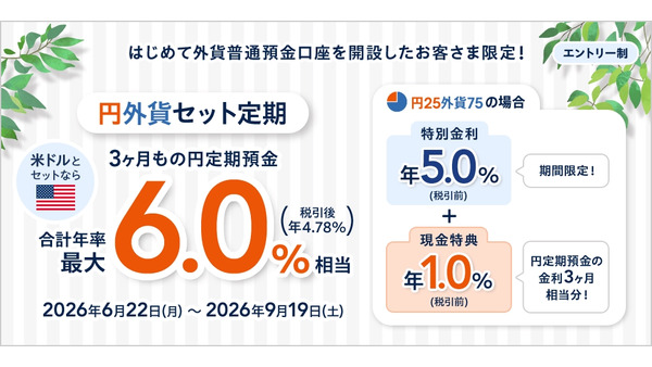 auじぶん銀行 外貨預金初心者向け「円外貨セット定期スタートキャンペーン」を開催 画像