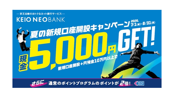 京王NEOBANK 新規口座開設で最大5,000円キャッシュバック＆ポイント2倍 画像