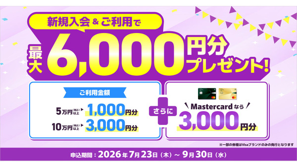 三井住友カード新規入会でお得に！最大13,000円分プレゼントキャンペーン 画像