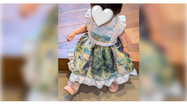「真似してもいいですか？」100円ショップのランチクロスが素敵なエプロンドレスに…見事なリメイク術に4.4万いいね 画像