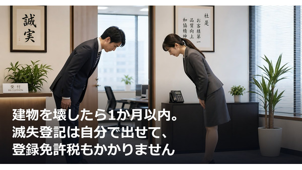 建物を壊したら1か月以内。滅失登記は自分で出せて、登録免許税もかかりません 画像