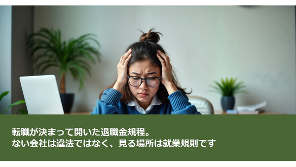 転職が決まって開いた退職金規程。ない会社は違法ではなく、見る場所は就業規則です 画像