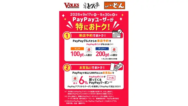「ステーキのどん」など3ブランドでPayPay払い最大6％還元、グルメ予約でも特典 9/17スタート 画像