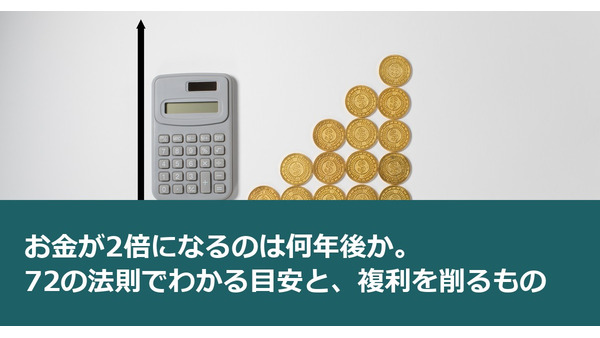 お金が2倍になるのは何年後か。72の法則でわかる目安と、複利を削るもの 画像