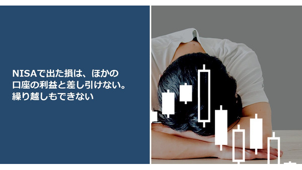 NISAで出た損は、ほかの口座の利益と差し引けない。繰り越しもできない