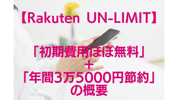 【Rakuten UN-LIMIT】2万6300円相当のポイント還元で「初期費用ほぼ無料」＋「1年間基本料金無料（3万5760円）」の概要 画像