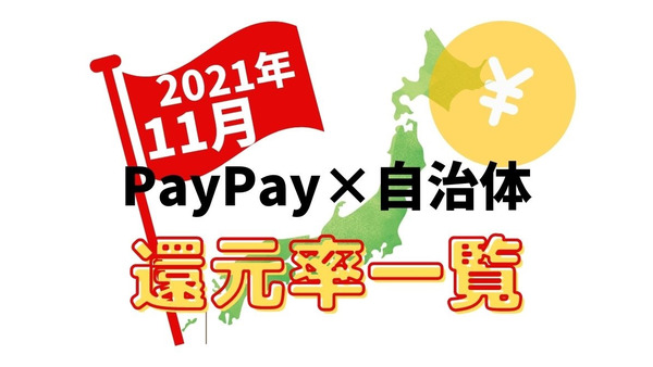 【PayPay】11月「街のお店を応援キャンペーン」に29の自治体　還元率と上限一覧 画像