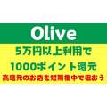 【Olive】5万円以上利用で1000ポイント還元　買いたいもの、高還元のお店を短期集中で狙おう