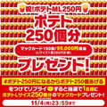 マックのポテト250円（11/5-11/22）最大34%オフ！フォロリプでポテトL250個分当たる！（11/4.5）