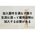 加入要件を満たす限り 生涯に渡って雇用保険に 加入する必要がある