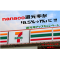 nanaco還元率が0.5％から1％になるキャンペーン