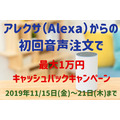 【終了】アレクサ（Alexa）から初回注文限定で、最大1万円キャッシュバック