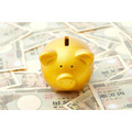 金の豚の貯金箱と一万円札