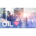 原油価格下落のチャートと男性