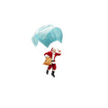 <p>Santa Claus flying on huge face mask like on balloon isolated on white background. Caucasian male model in traditional costume. New Year, gifts, holidays, winter, COVID, pandemic concept. Copyspace.</p>