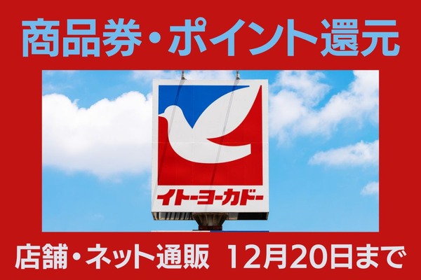【イトーヨーカドー】店舗は商品券16.6%還元、ネットはポイント16.6%還元のキャンペーン開催中 画像