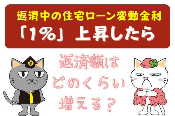 返済中の住宅ローン変動金利が「1％」上昇したら返済額はどのくらい増えるか 画像