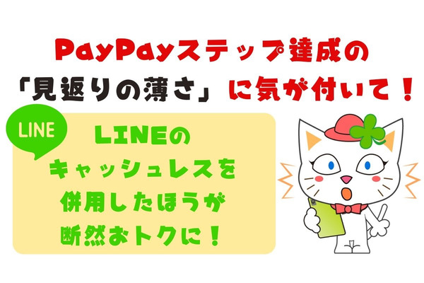 達成困難で見返り薄いPayPayステップ加算より、LINEのキャッシュレスを併用したほうが断然トクになる 画像