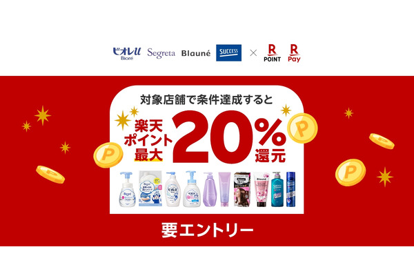 花王4ブランドで楽天ポイント20%還元キャンペーン(10/16-11/15) 画像