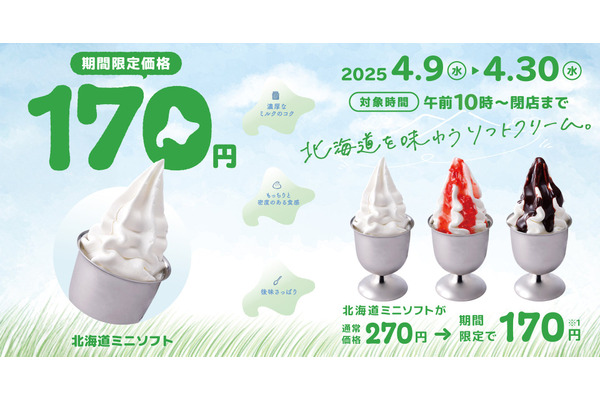 【本日終了…】びっくりドンキー、北海道ミニソフトを100円値下げ 期間限定キャンペーン 画像
