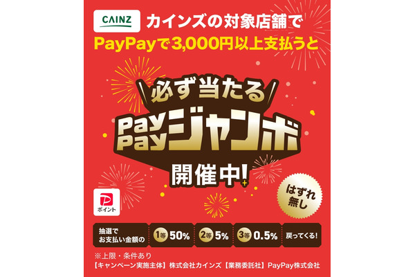カインズで買い物して最大半額戻ってくる？ハズレ無しのPayPay還元キャンペーン 画像