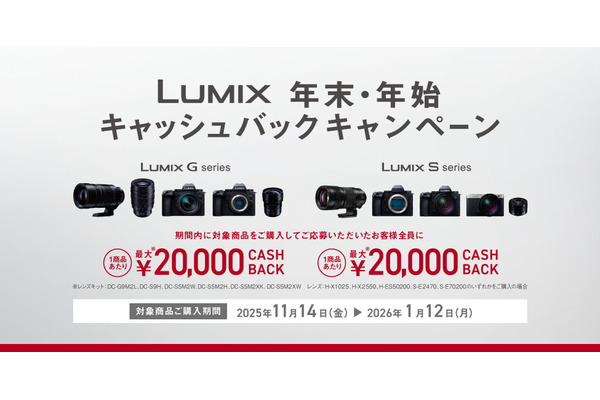 パナソニック、ミラーレス一眼LUMIXのキャッシュバック11/14~1/12 画像