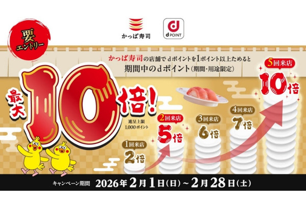 【かっぱ寿司】dポイント最大10倍・平日90円メニュー・食べ放題最大1,200円引き 画像