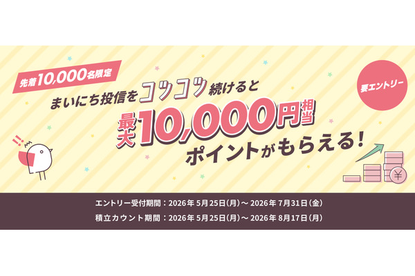 大和コネクト証券で積立投資を始めて最大1万円分のポイントGET【先着1万名限定】 画像