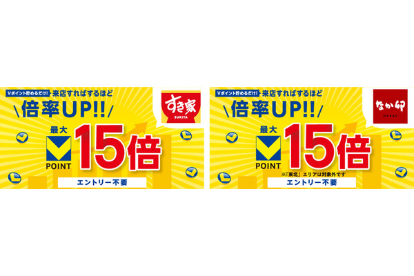 すき家・なか卯で通うほどお得に！最大15倍Vポイントキャンペーン8月開催 画像