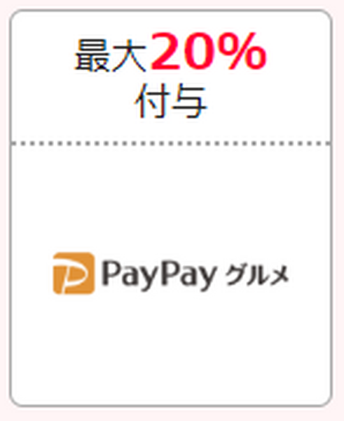 PayPayグルメ　最大20％付与