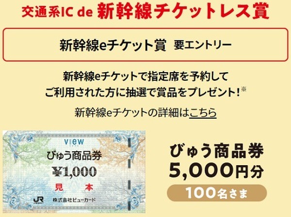 新幹線eチケット利用でびゅう商品券がもらえるチャンス