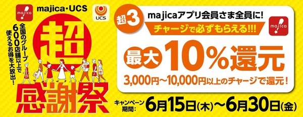 majicaアプリにチャージで最大10％還元
