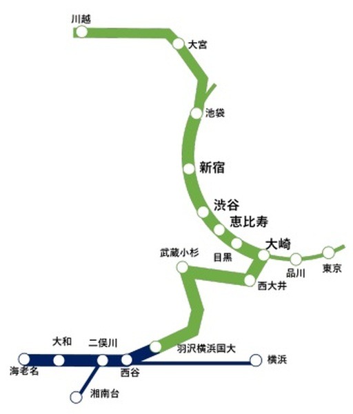 「新宿駅-羽沢横浜国大駅-海老名駅」とつながる路線